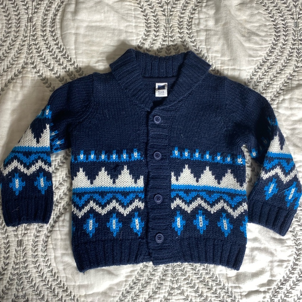 Janie and Jack Navy Blue Geometric Kids Sweater